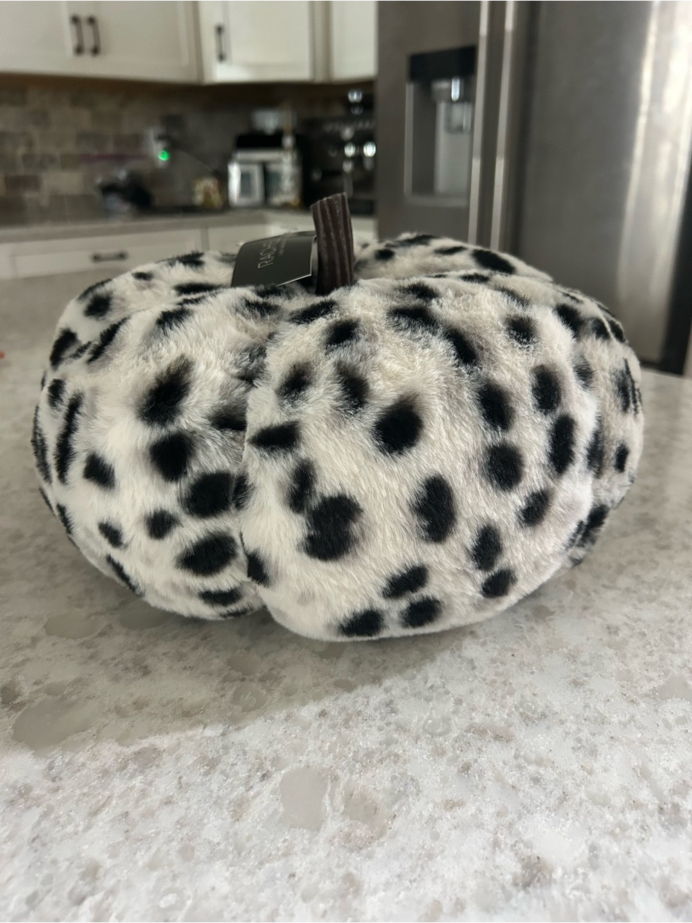 “New” Rachel Zoe Black and White Faux Fur Leopard Pumpkin Pillow